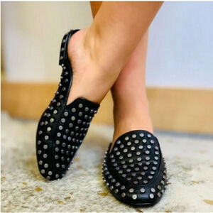 Coconuts by Matisse Kitty studded mules black faux leather slipon women's size 7